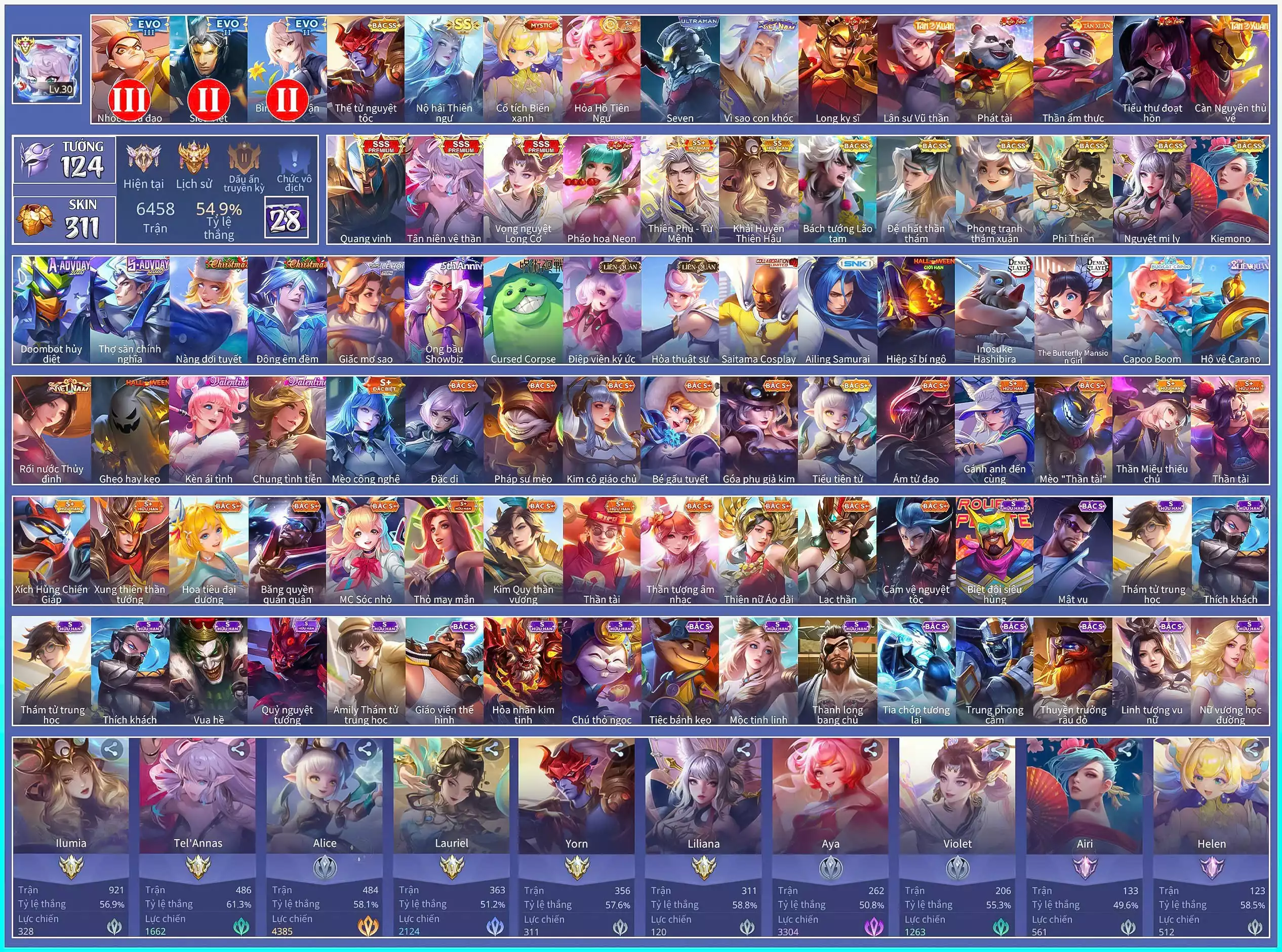 Tell Tân Niên Vệ Thần, Violet Vọng Nguyệt, Violet Neon, Baron Thiên Phú, Ilumia Khải Huyền, Cres Lão Tam, Fennick Phong Tranh,... dàn ss xịn